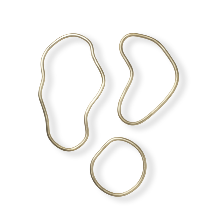 Набір з 3 декоративних кілець ferm LIVING Pond Trivets, Brass, 100065501. Изображение 1