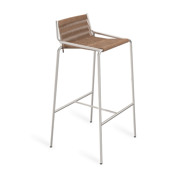 Noel Bar Chair H77 I Steel Base / Brown Wool