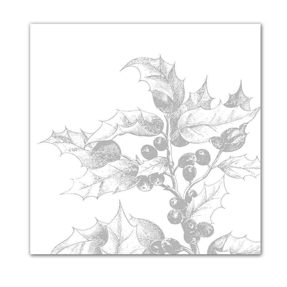 Набір трьохшарових паперових серветок (20 шт.)  Broste Copenhagen Holly silver . Изображение 1