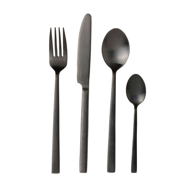 Набір столових приборів (4 виделки, 4 ножа, 4 ложки, 4 чайних ложки) 130121 Cutlery 16 pieces black matt finish