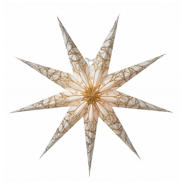 Новорічна світлодіодна прикраса у вигляді зірки Watt & Veke Iris 80, white/gold glitter. Изображение 1
