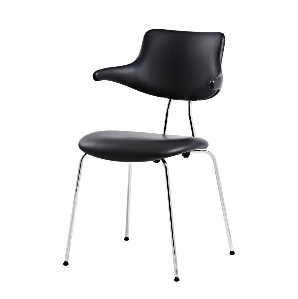 Cтілець Vermund VL118, backrest and seat in black “Sierra” leather, chrome frame. Изображение 1