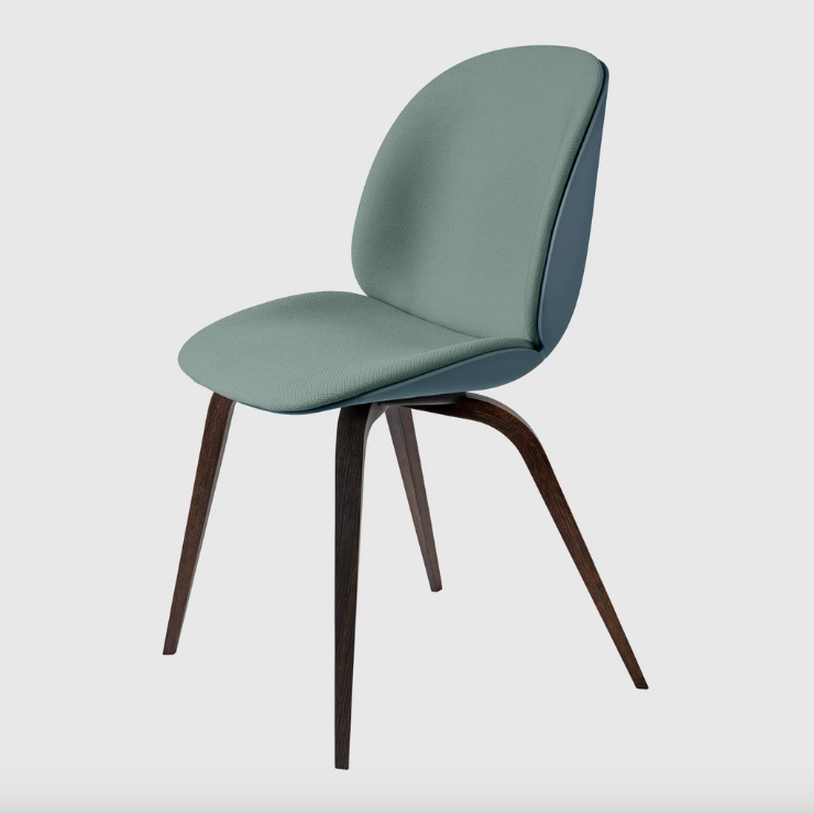 GUBI Beetle Dining Chair - Front Upholstered - Wood Base in Steelcut. Изображение 1