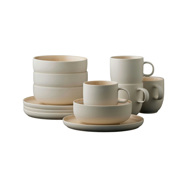 Набір посуду North (в комплекті: 4 тарілки 21см, 4 миски 15см, 4 чашки) Matte white/Matte sand