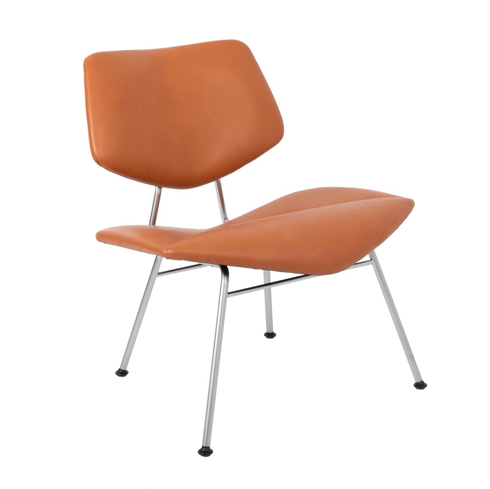Крісло Vermund VL135, cognac “Ultra” leather, satin chrome frame. Изображение 1